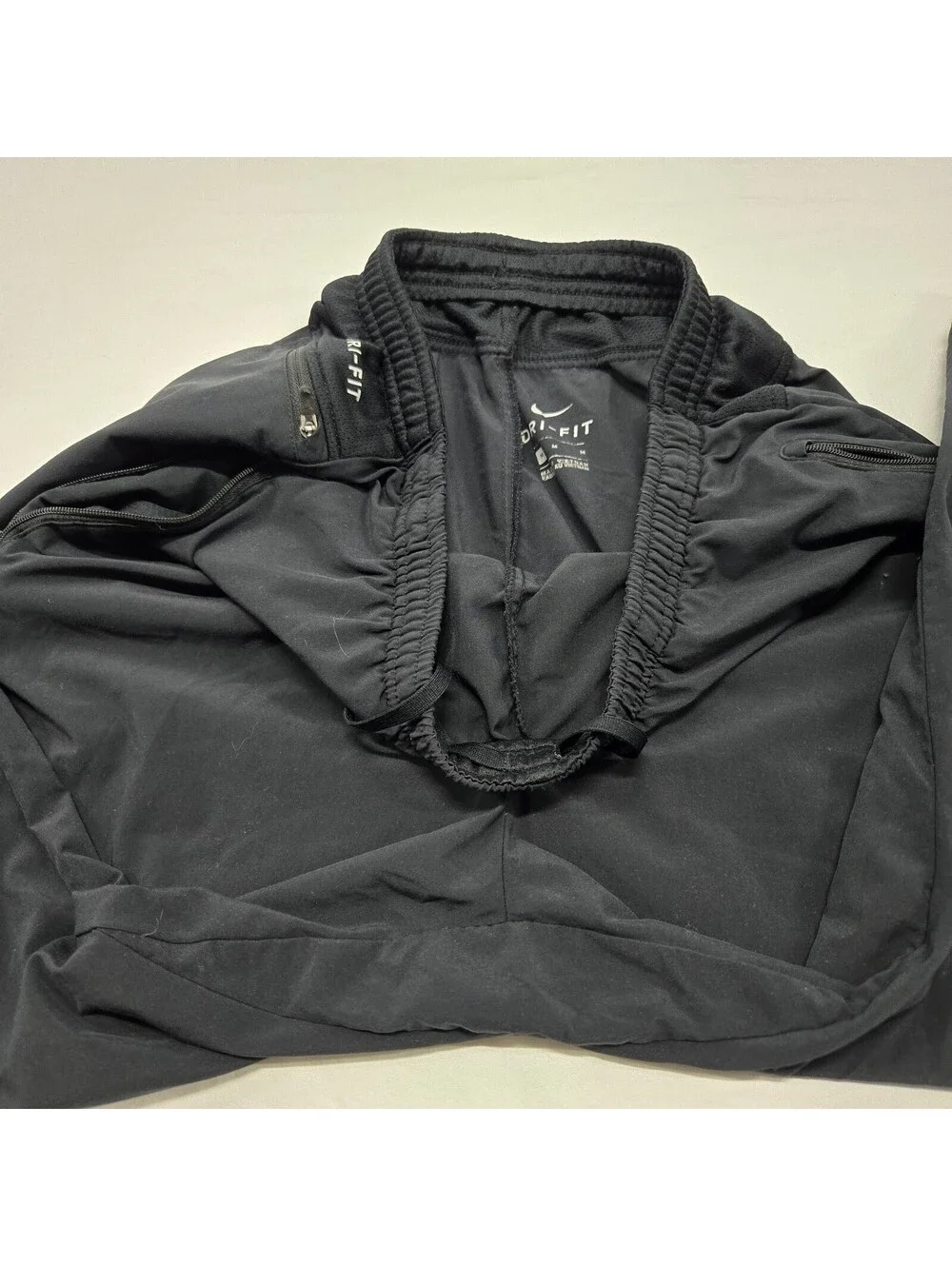 Men's MEDIUM Nike Flex Dry-Fit Black Jogger Pants Zip Pockets Reflective 885280
